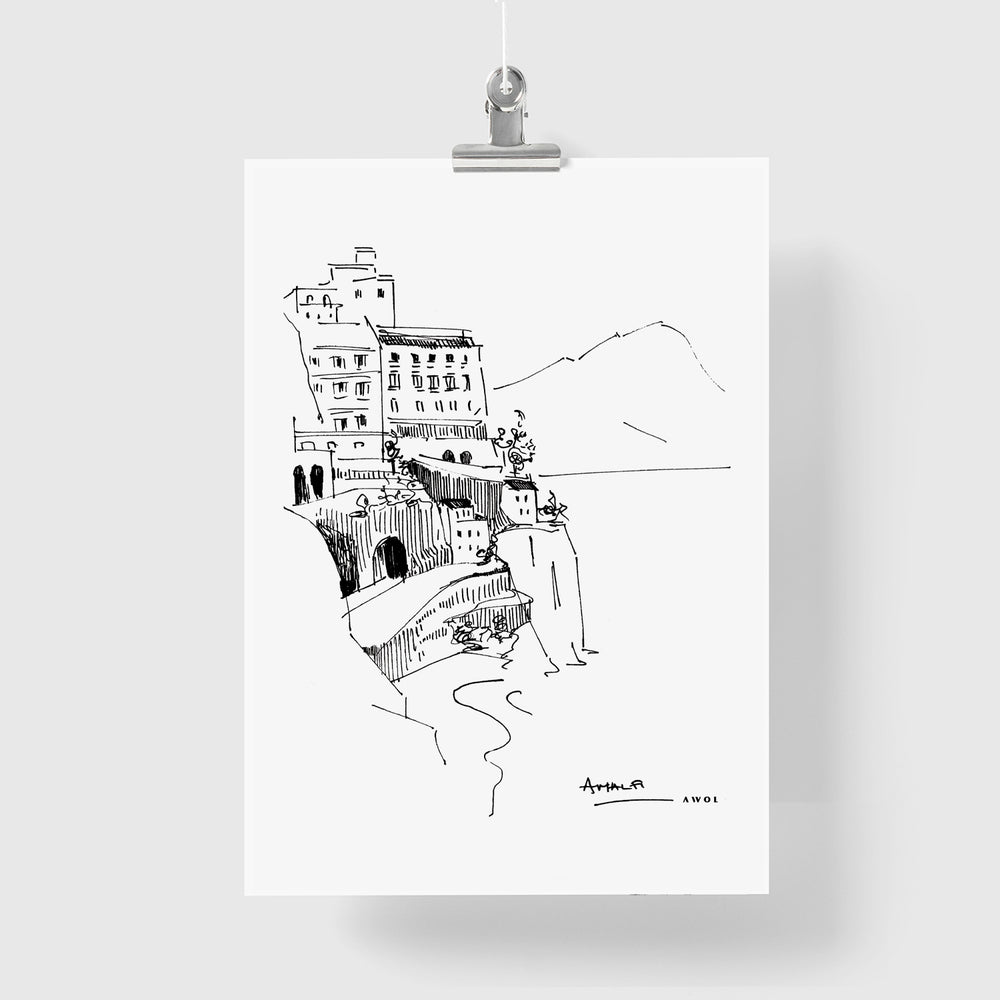 Amalfi Coast, Italy Art Print With Small Towns: Poster Print