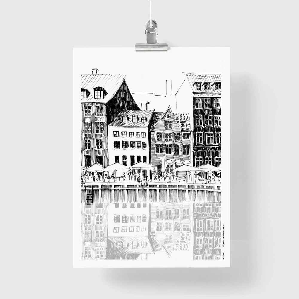 Saturday Afternoon By Nyhavn Canal In Copenhagen, Denmark: Premium Matte Paper Art Print