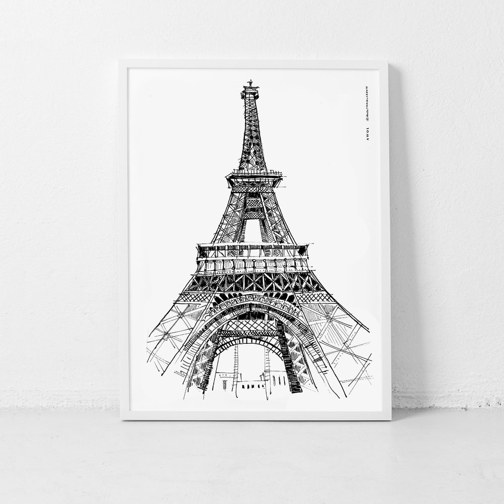 
                      
                        Black And White City Poster, Paris Wall Art With Eiffel Tower: Framed Art Print
                      
                    