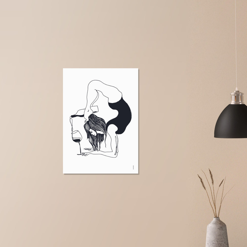 
                      
                        Yoga Balance Pose With Wine: Modern Monochrome Lessons From India, Aluminum Art Print
                      
                    