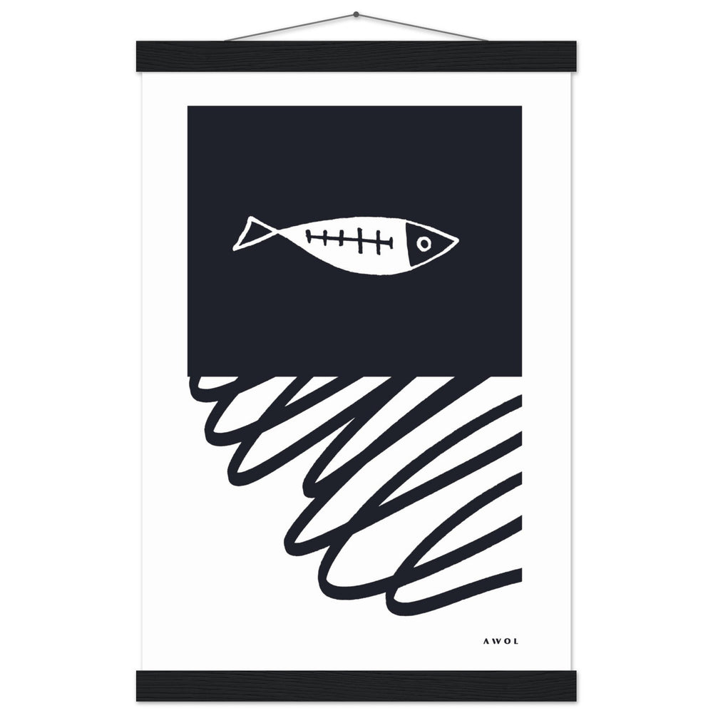 
                      
                        Black And White Abstract Wall Art With Fish And Minimalist Lines: Poster with Hanger - Creations Awol
                      
                    