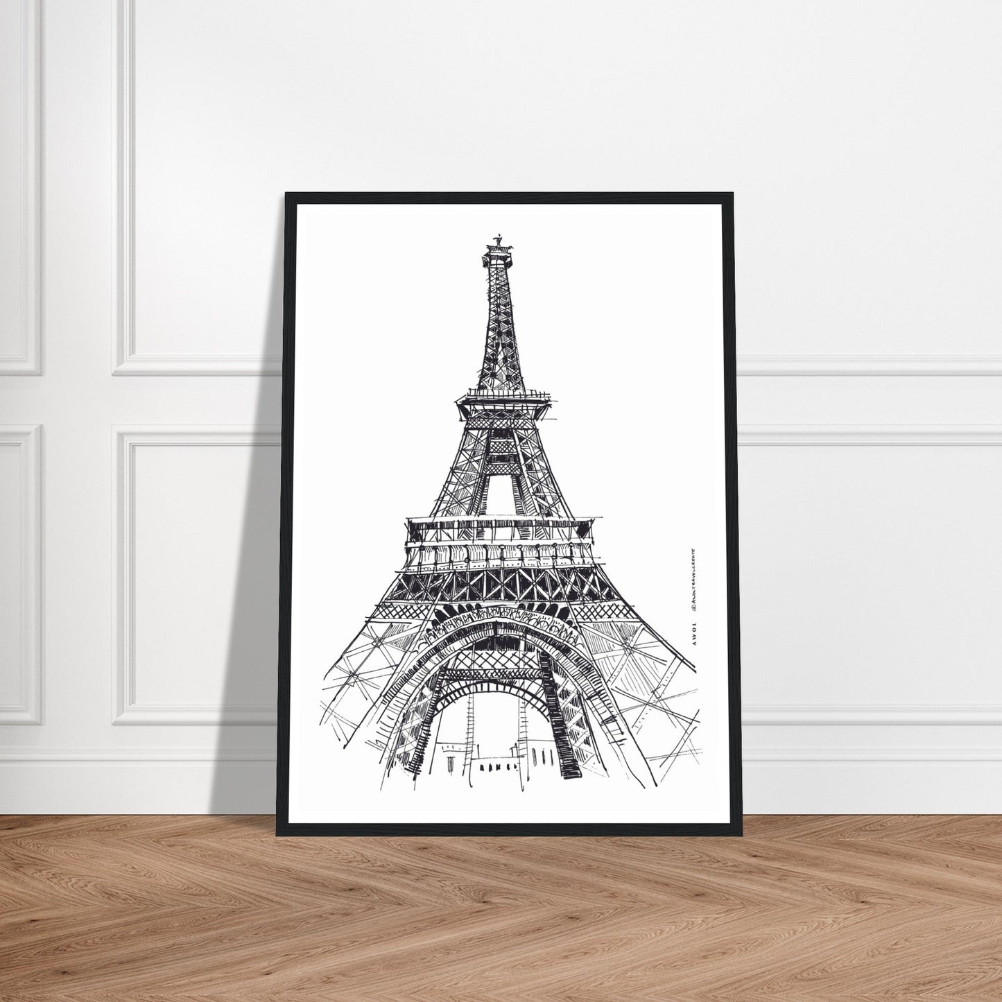 Black And White City Poster, Paris Wall Art With Eiffel Tower: Framed Art Print - Creations Awol