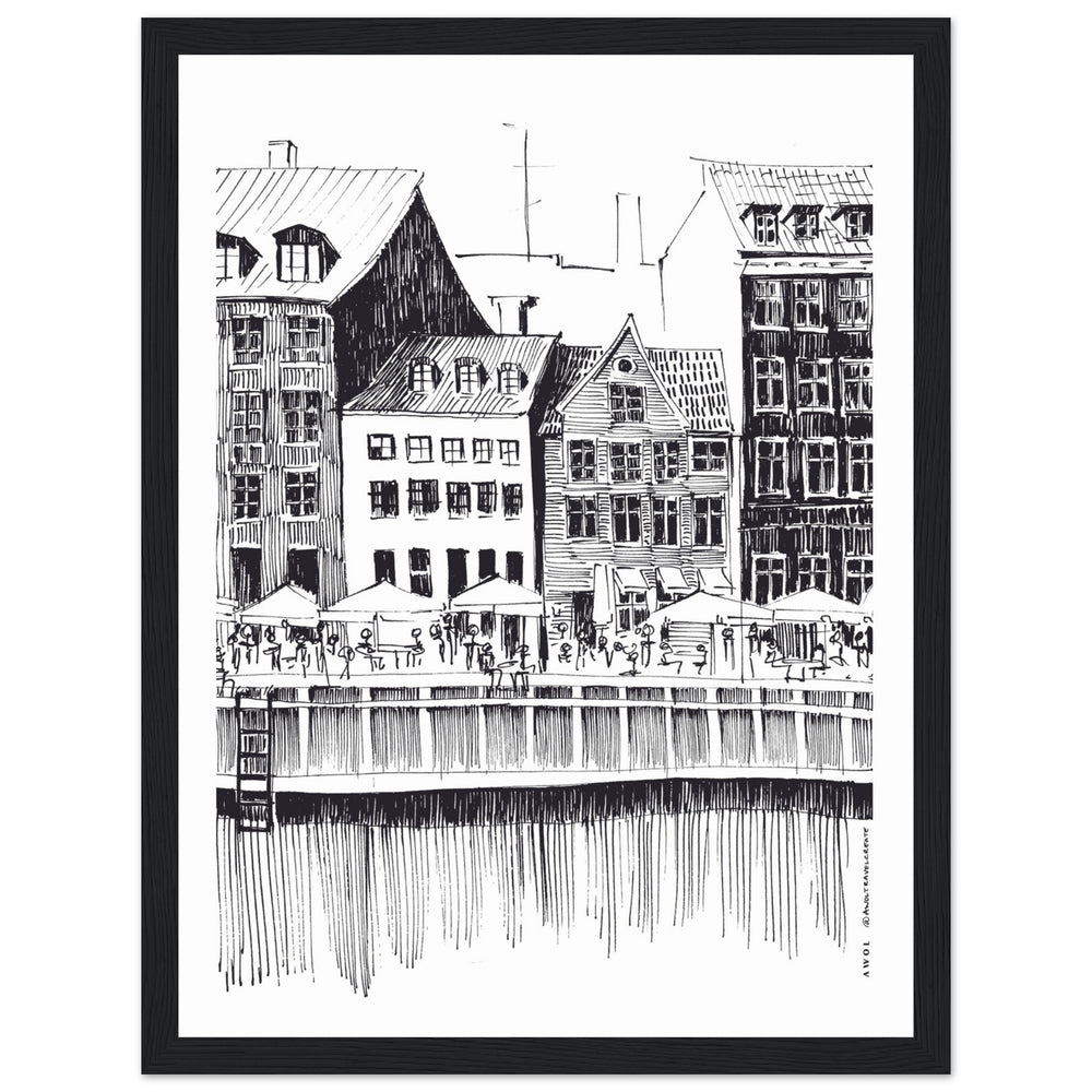 
                      
                        Saturday Afternoon With Cafés And Historic Houses In Copenhagen, Wooden Framed Art Print On Premium Paper
                      
                    