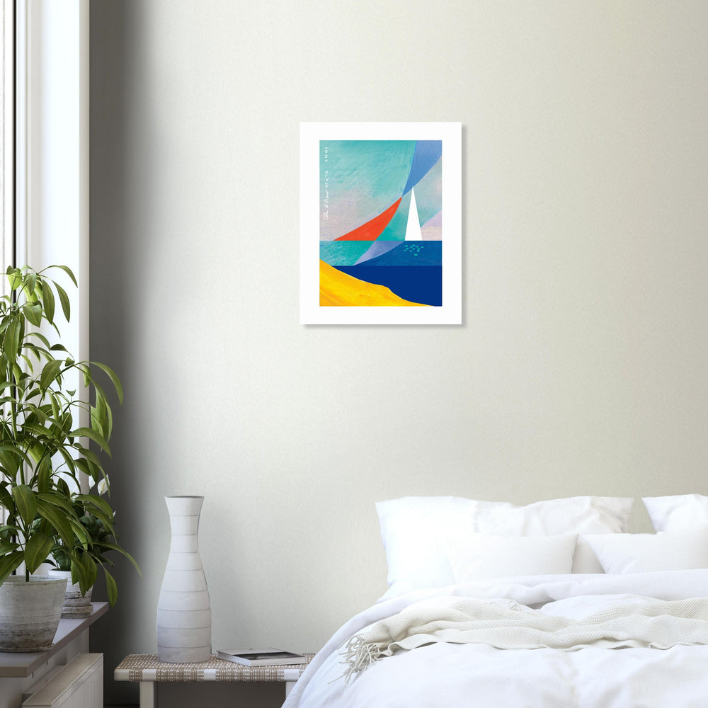 
                      
                        Abstract Sea Art And White Sailboat, Mediterranean Wall Art: French Riviera Poster Print
                      
                    