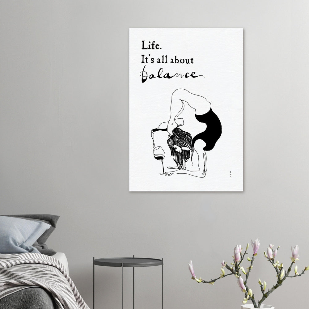 
                      
                        Life Is All About Balance: Modern Yoga Art, Quote and Wine, Art Print On Canvas
                      
                    