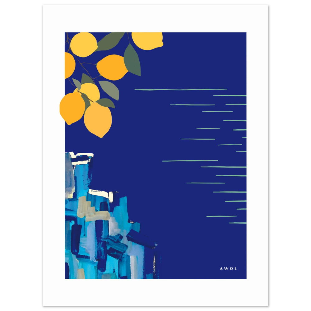 
                      
                        Amalfi Coast With Lemons By The Sea, Italy Landscape Art: Aluminum Print
                      
                    