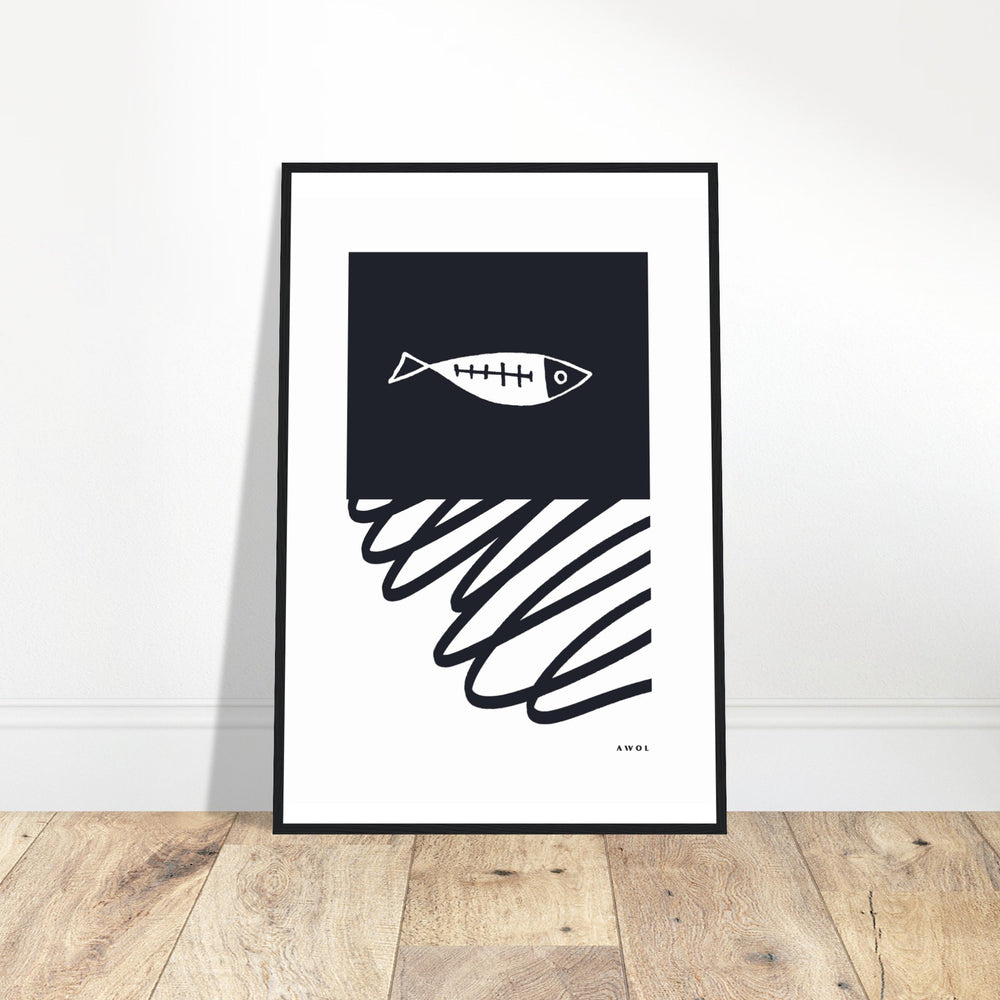 
                      
                        Minimalist Wall Decor, Scandinavian Wall Art With Fish: Framed Art Print
                      
                    