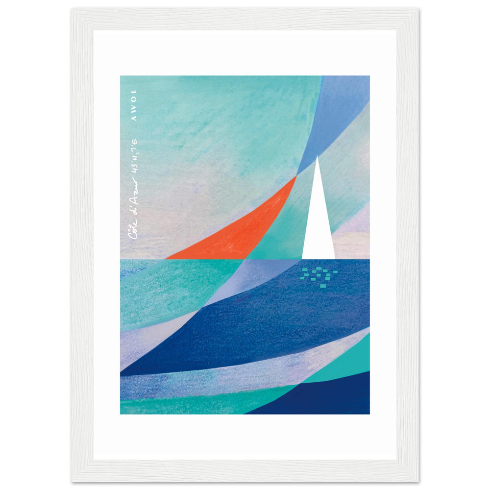 
                      
                        Abstract Sailboat Sailing On The Mediterranean Sea: Wooden Framed Art Print
                      
                    