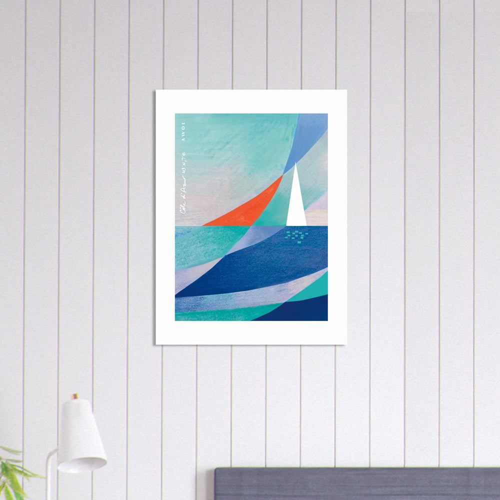 
                      
                        Sailing On Windy Seas, Abstract Sea Wall Art With Sailboat On The Med: Aluminum Print
                      
                    