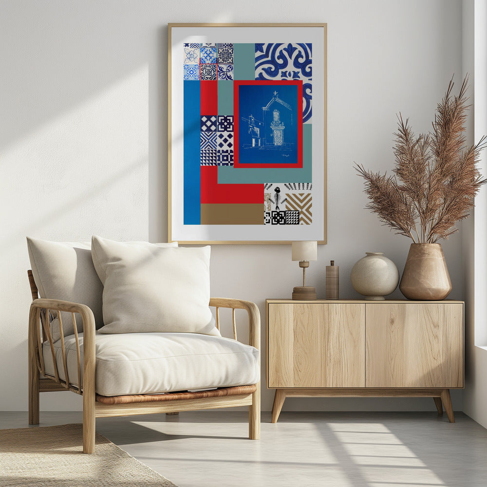 
                      
                        Abstract Portugal Pattern Print: Fine Art Wooden Framed Poster
                      
                    