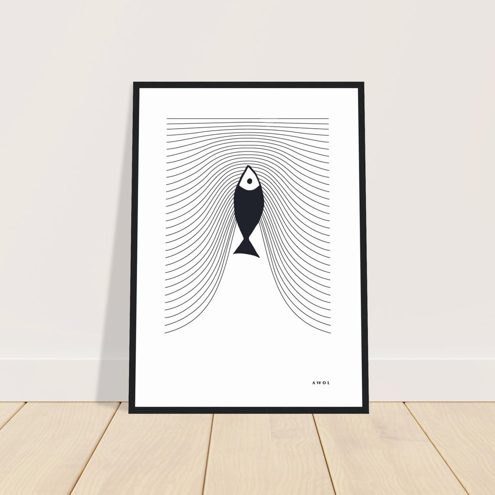 
                      
                        Minimalist Fish Swimming Upstream, Scandinavian Wall Art, Framed Art Print
                      
                    