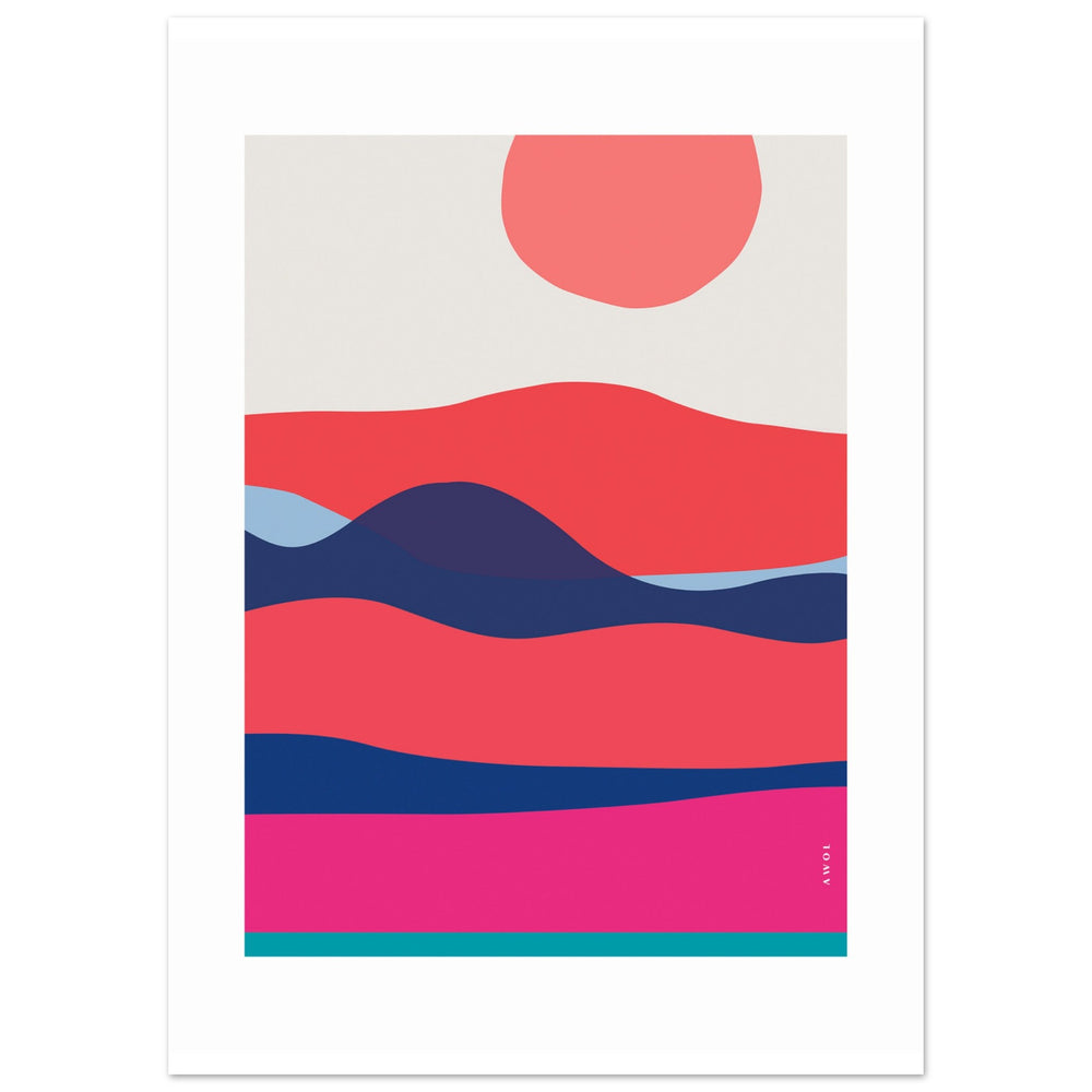 
                      
                        Minimalist Ocean Wall Art, Abstract Sea With Sunrises and Sunsets: Aluminum Print
                      
                    