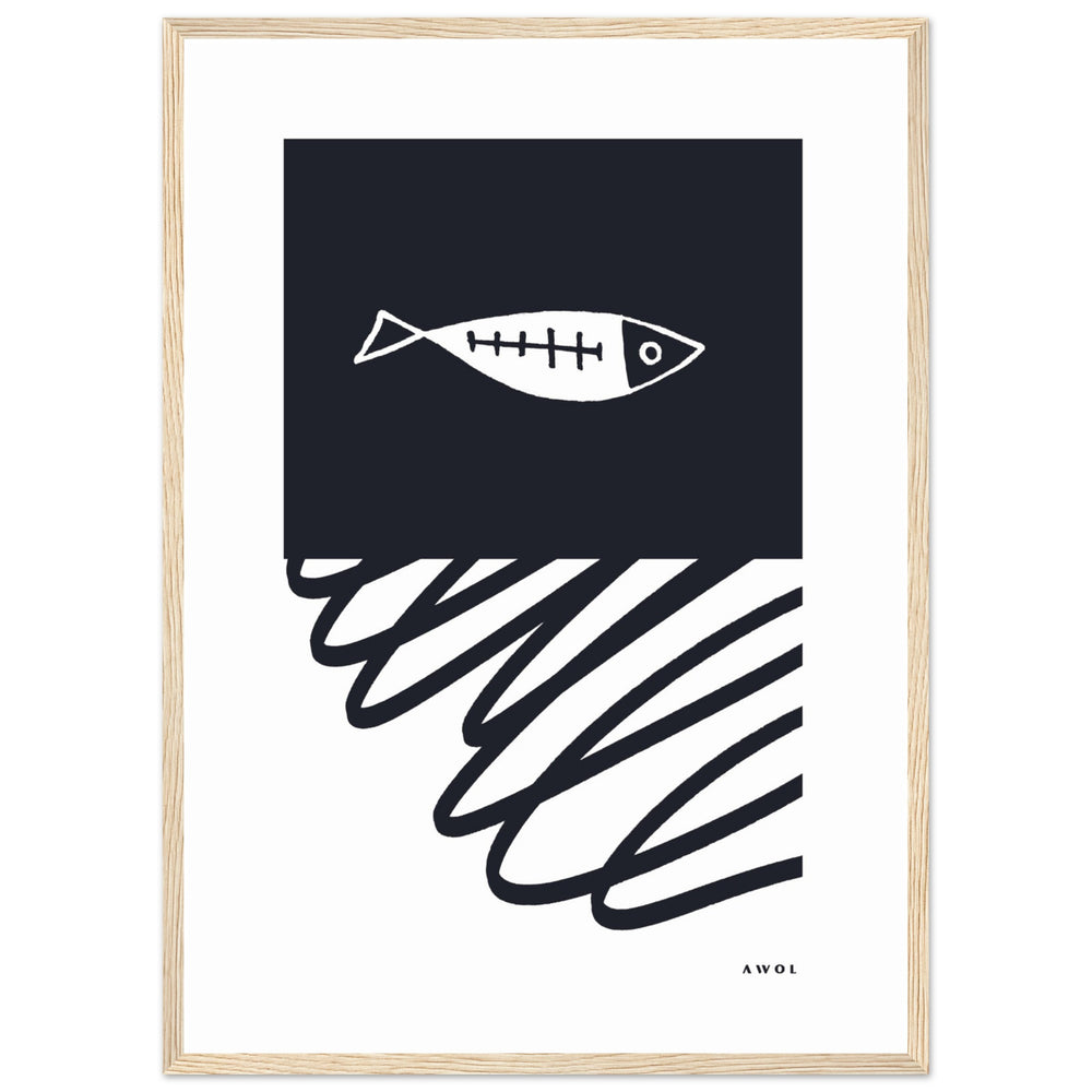 
                      
                        Minimalist Wall Decor, Scandinavian Wall Art With Fish: Framed Art Print
                      
                    