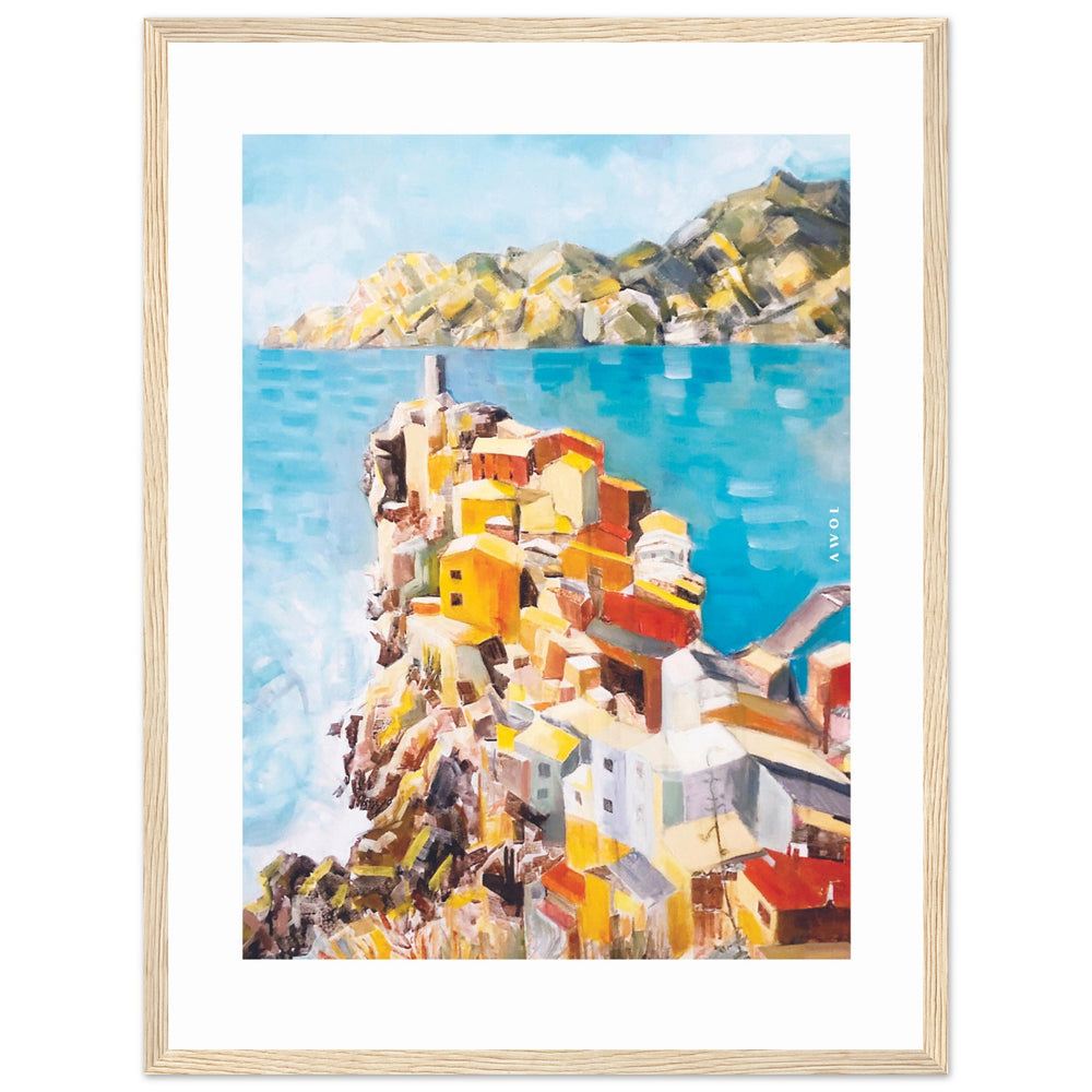 
                      
                        Colourful Town On A Cliff By The Sea In Italy: Italian Riviera Framed Art Print
                      
                    