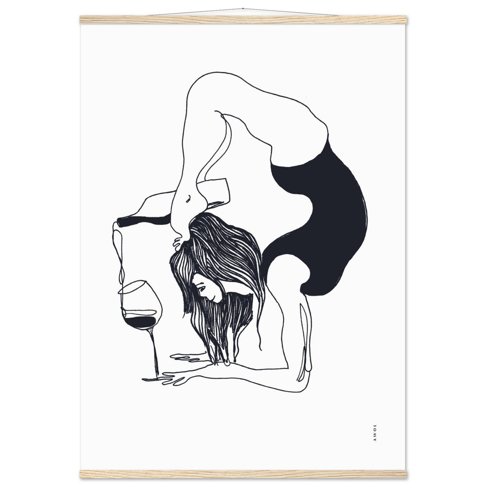 
                      
                        Funny Yoga Art With Wine And Woman In Yoga Pose, Poster with Hanger
                      
                    