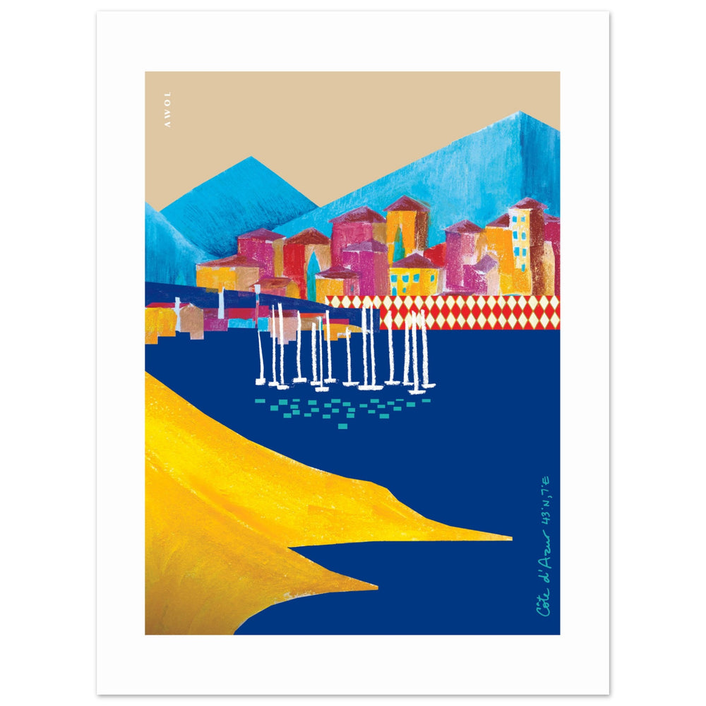 
                      
                        Colourful Seaside Towns And Mountains, Landscape Art, Travel Poster Print
                      
                    