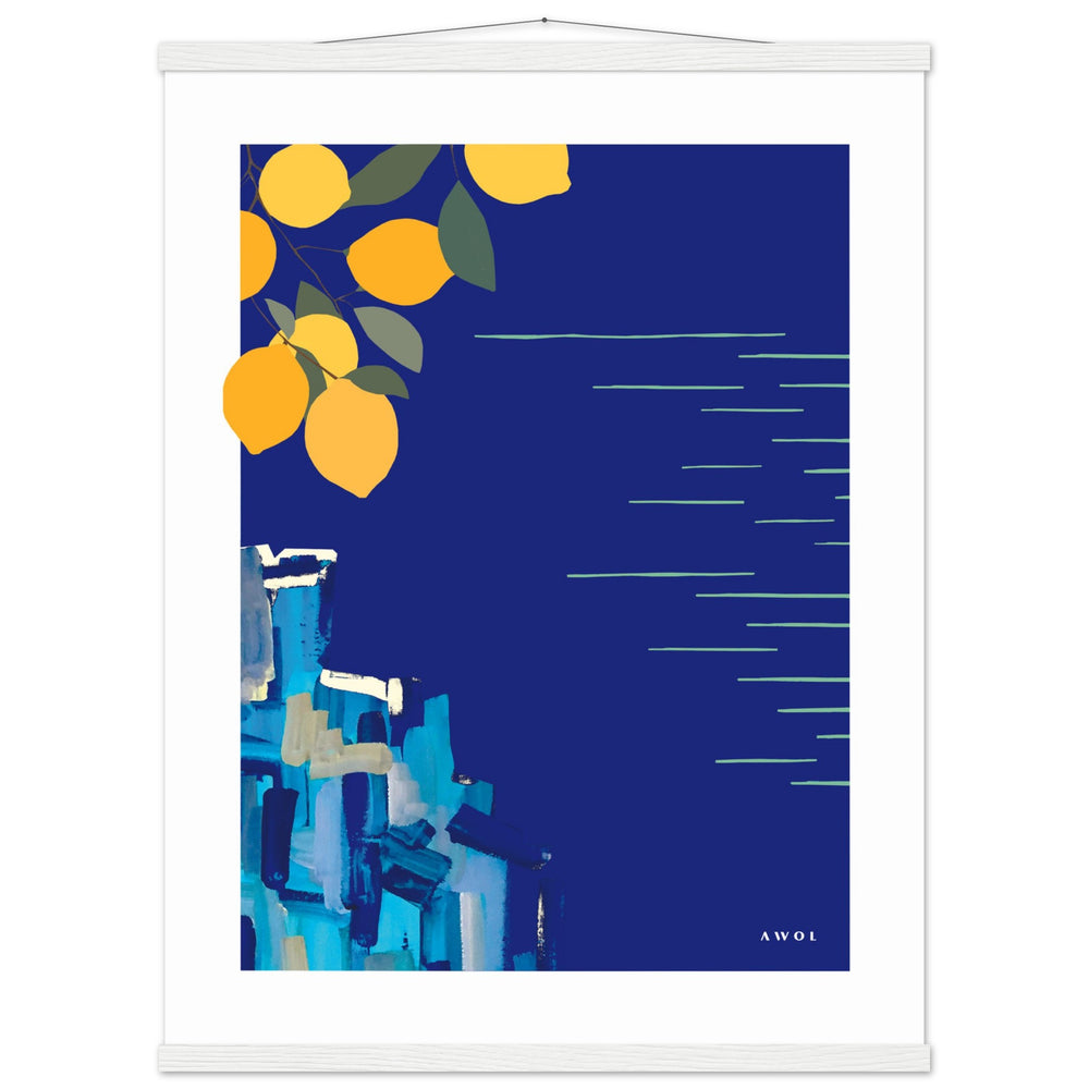 
                      
                        Mediterranean Seascape Art: Blue Seas And Lemons, Travel Poster with Hanger
                      
                    