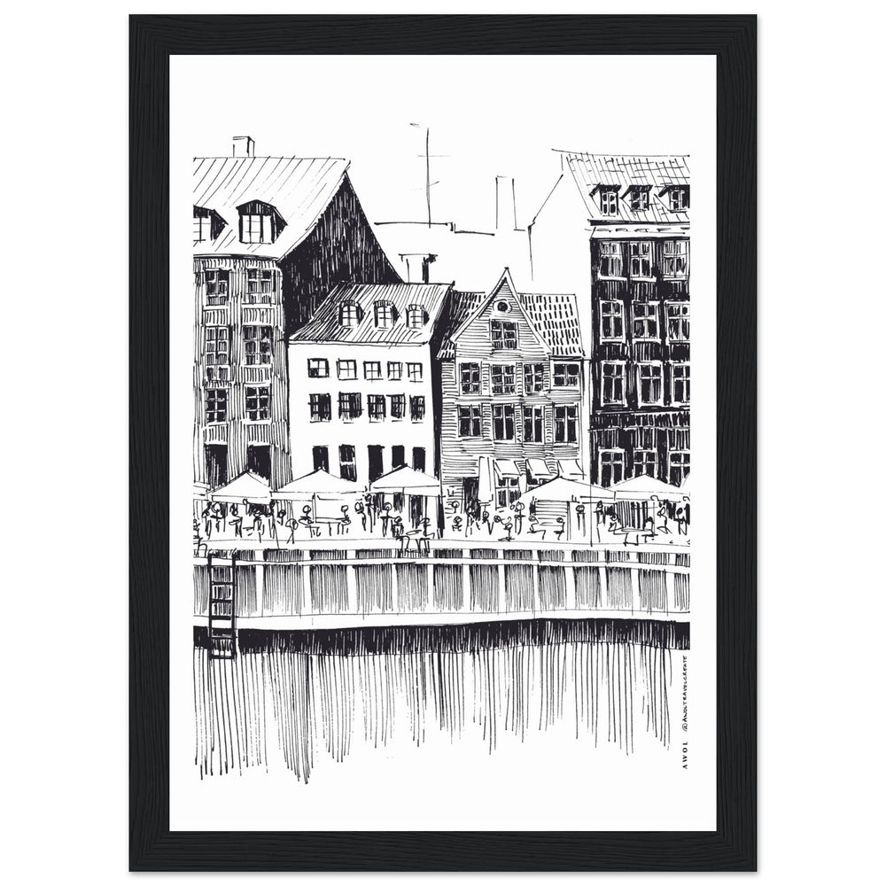 
                      
                        Saturday Afternoon With Cafés And Historic Houses In Copenhagen, Wooden Framed Art Print On Premium Paper
                      
                    