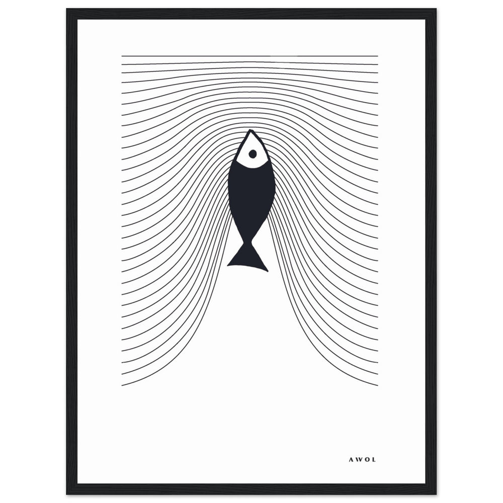 
                      
                        Minimalist Fish Swimming Upstream, Scandinavian Wall Art, Framed Art Print
                      
                    