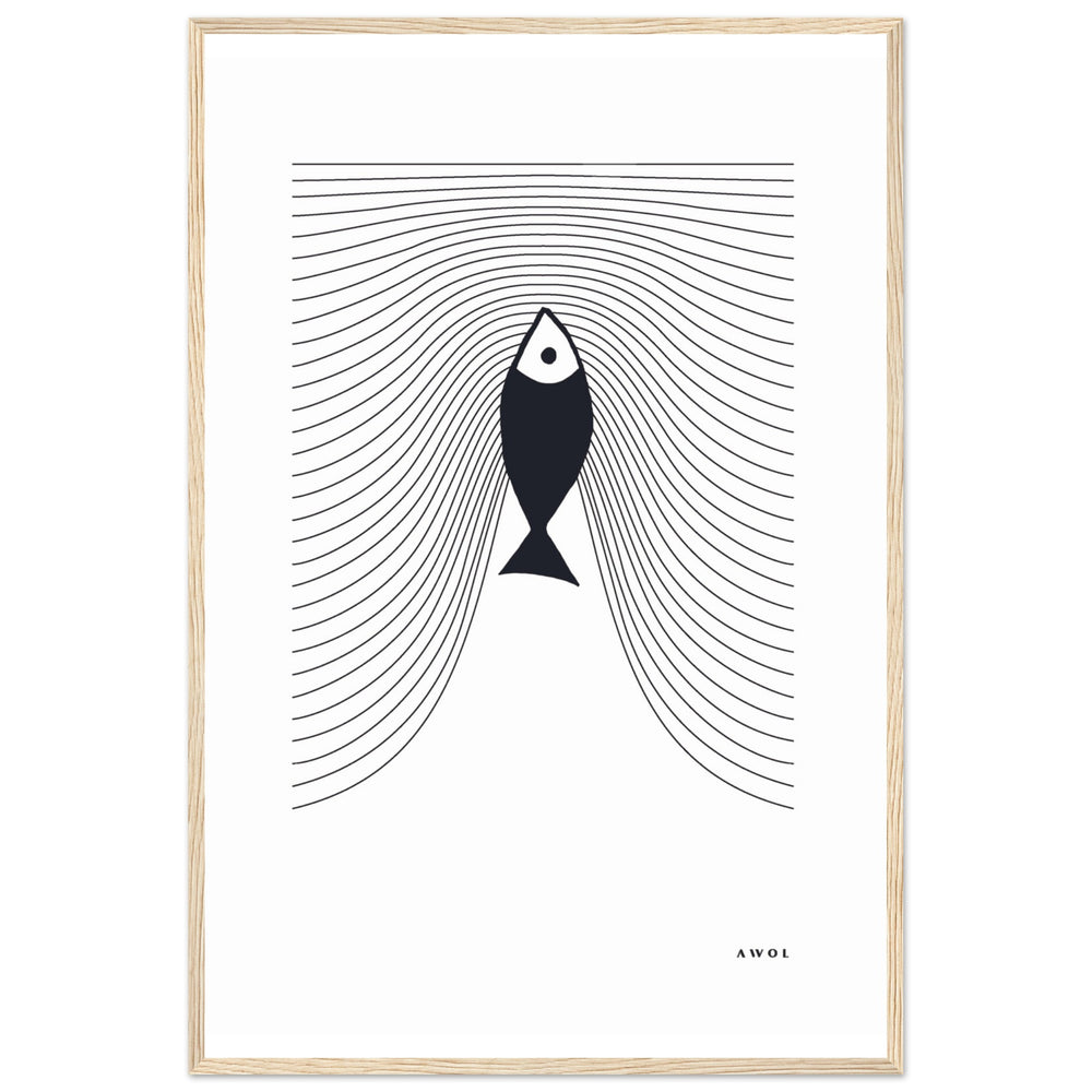 
                      
                        Minimalist Fish Swimming Upstream, Scandinavian Wall Art, Framed Art Print
                      
                    