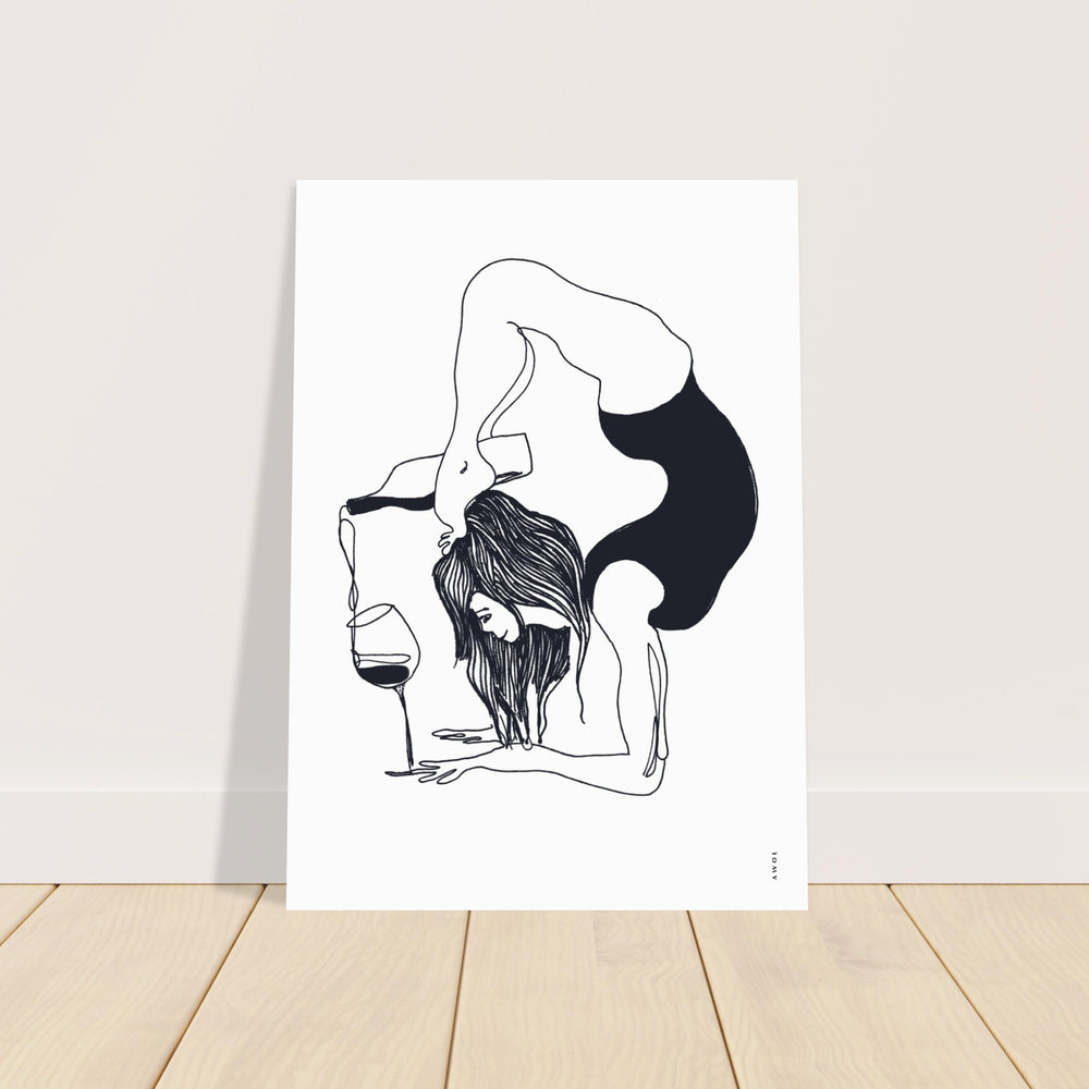 
                      
                        Yoga Balance Pose With Wine: Modern Monochrome Lessons From India, Aluminum Art Print
                      
                    