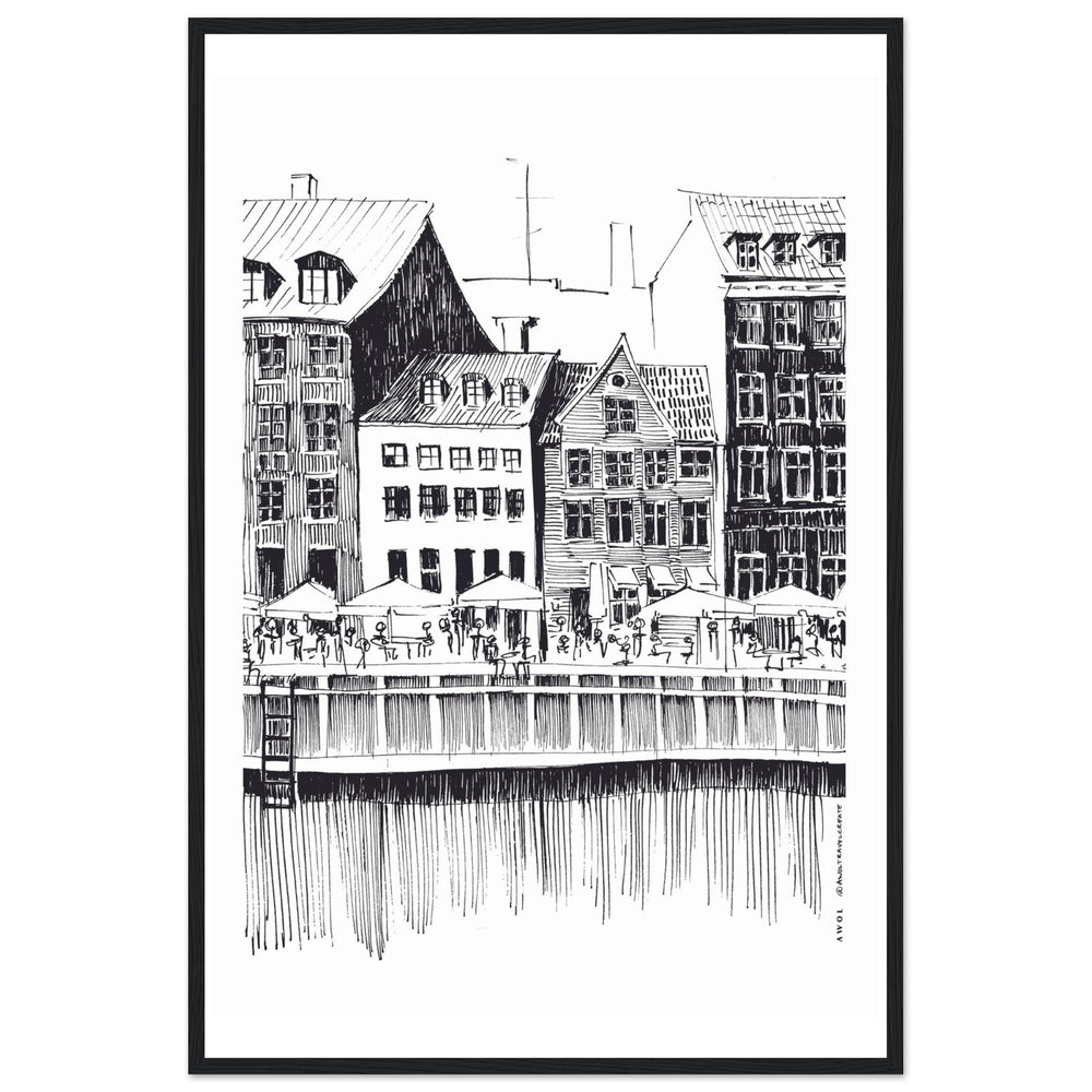 
                      
                        Saturday Afternoon With Cafés And Historic Houses In Copenhagen, Wooden Framed Art Print On Premium Paper
                      
                    