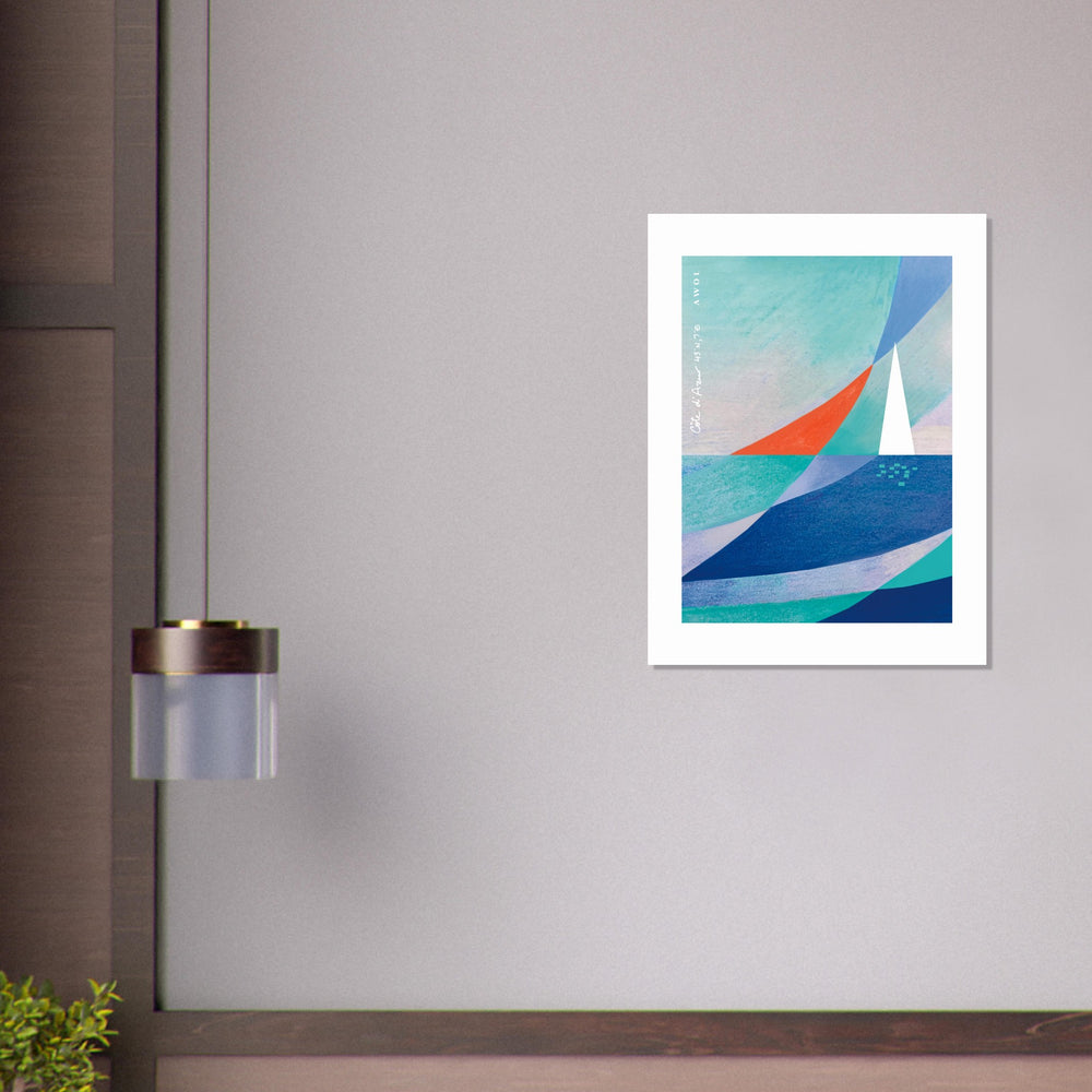 
                      
                        Sailing On Windy Seas, Abstract Sea Wall Art With Sailboat On The Med: Aluminum Print
                      
                    