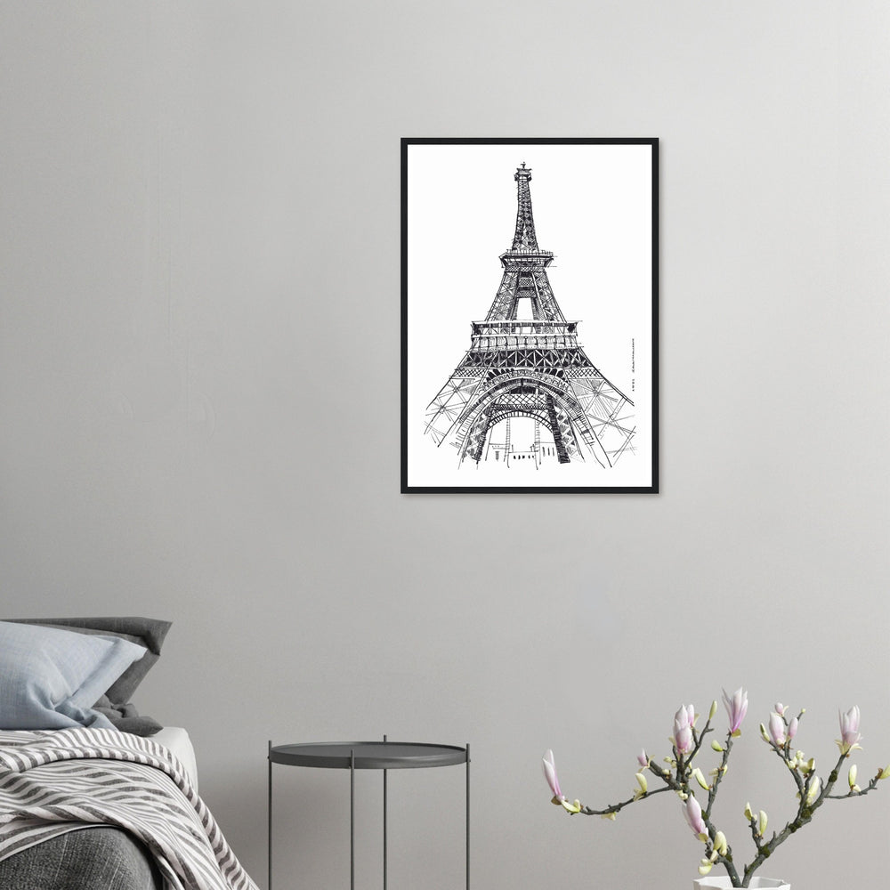 
                      
                        Black And White City Poster, Paris Wall Art With Eiffel Tower: Framed Art Print
                      
                    