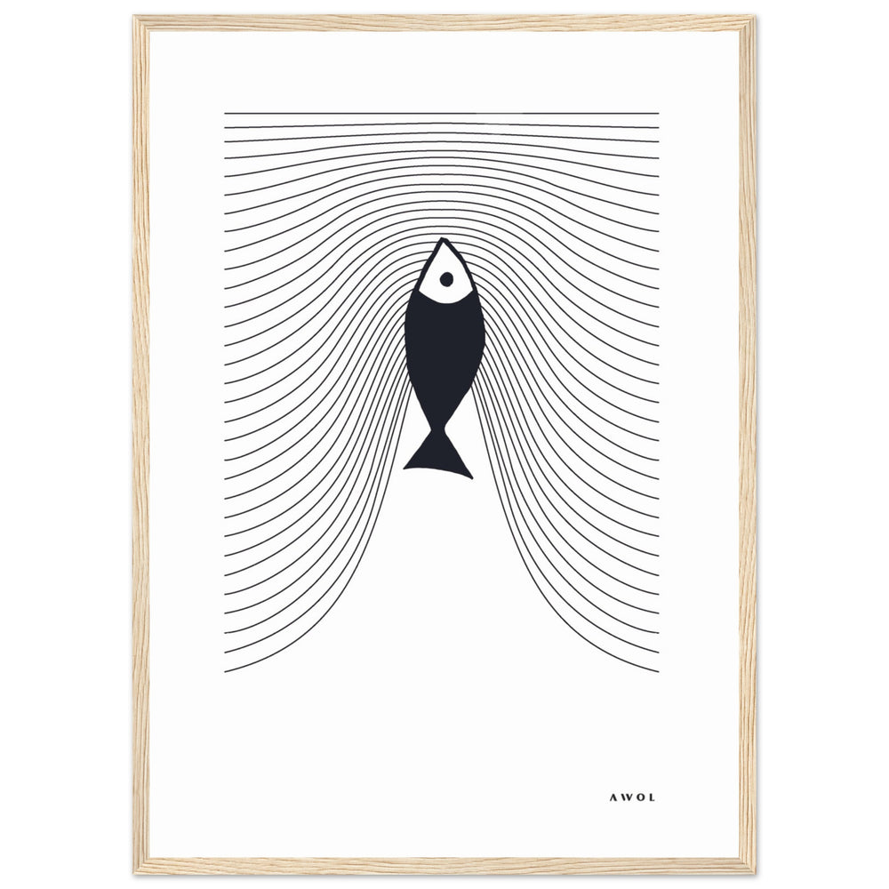 
                      
                        Minimalist Fish Swimming Upstream, Scandinavian Wall Art, Framed Art Print
                      
                    