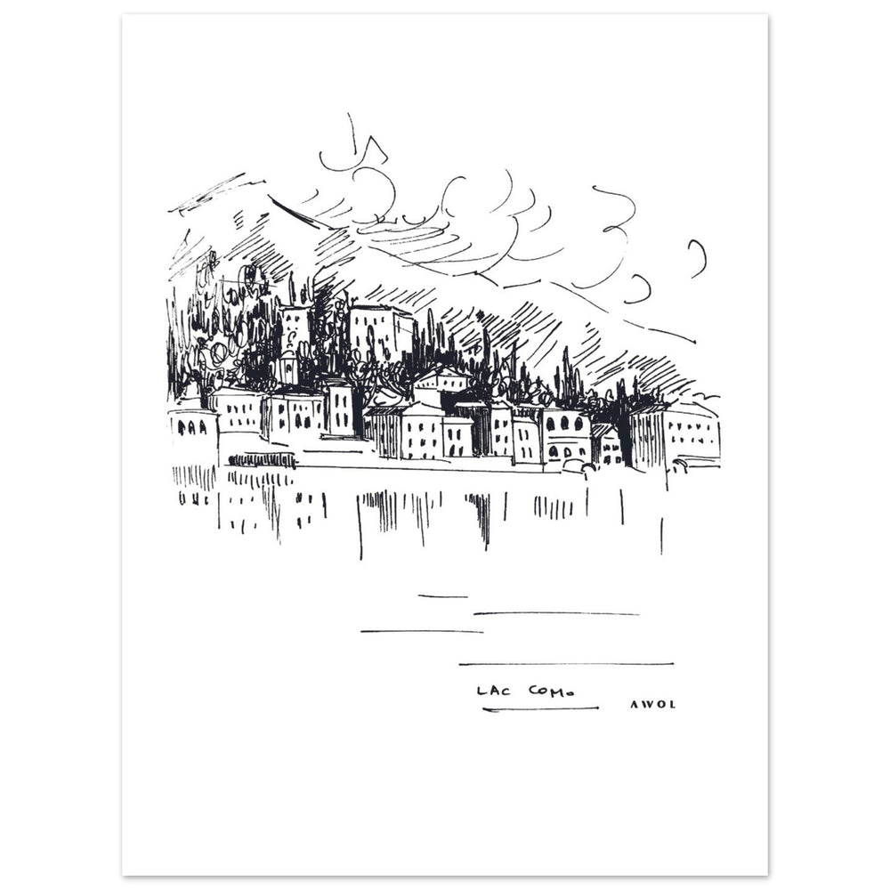 
                      
                        Lake Como, Italy Landscape Art With Mountain Town: Poster Print
                      
                    