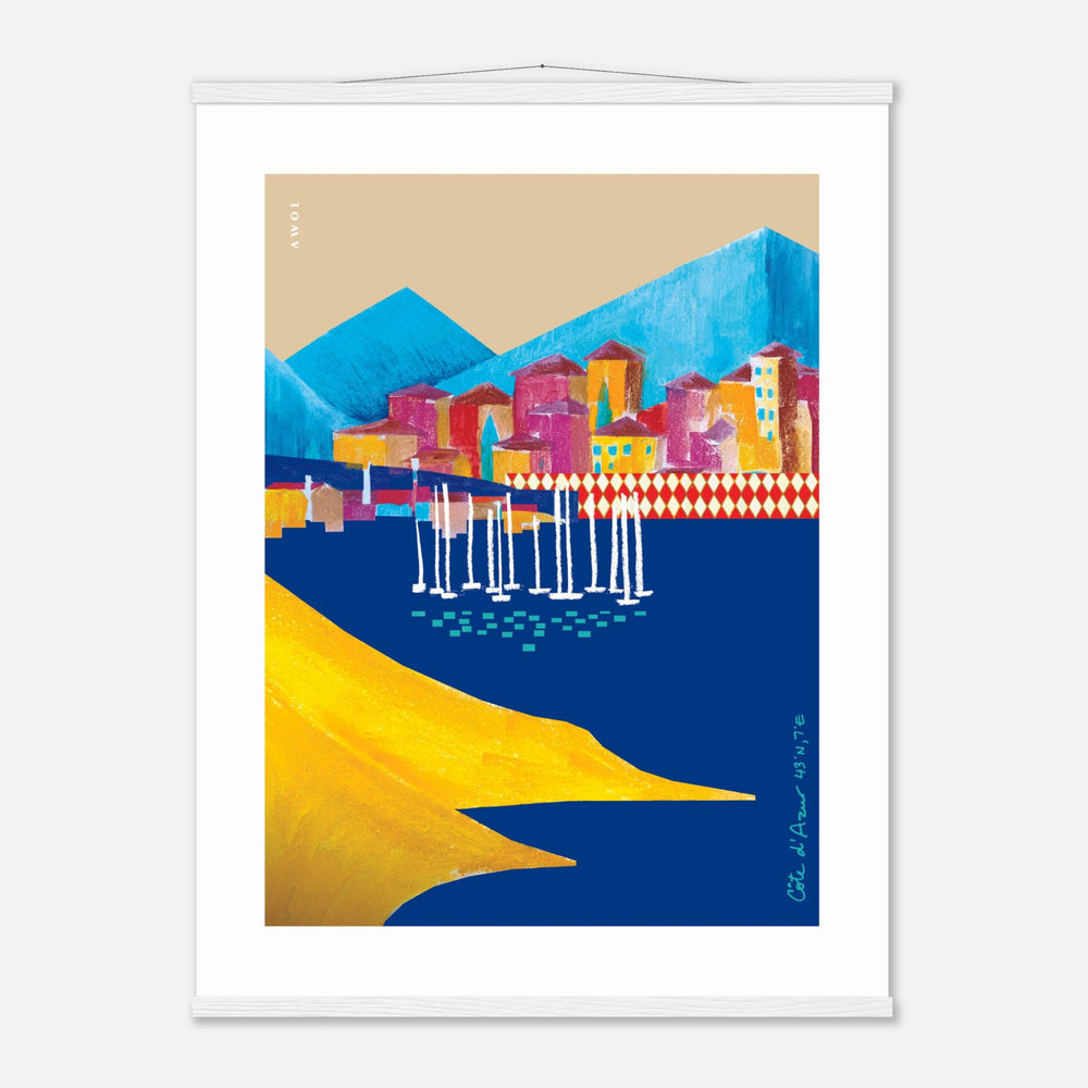 Colourful Villas On the Mediterranean Sea, Travel Poster With Hanger