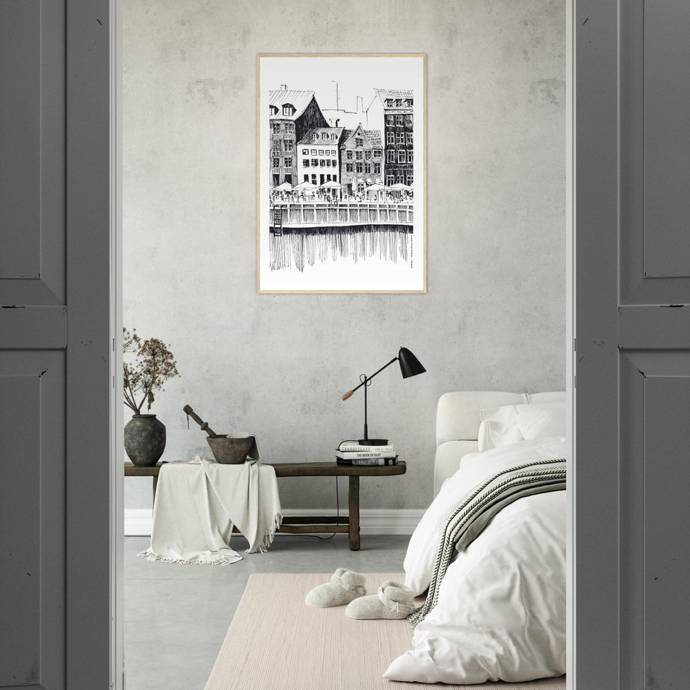 
                      
                        Saturday Afternoon With Cafés And Historic Houses In Copenhagen, Wooden Framed Art Print On Premium Paper
                      
                    