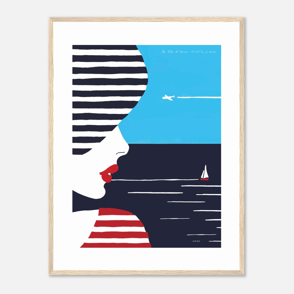 
                      
                        Portrait Of A Woman Looking At The Sea In The South Of France: Slow Living: Classic Matte Paper Wooden Framed Art Print
                      
                    