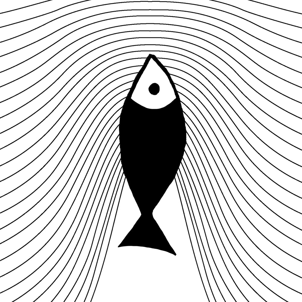 
                      
                        Minimalist Fish Art, Sardine Swimming In Abstract Sea: Scandinavian Poster Print
                      
                    