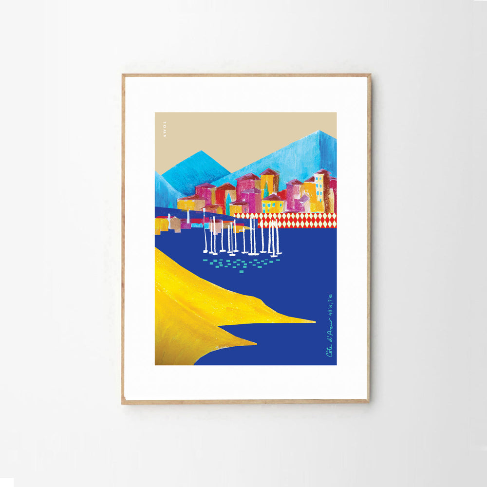 
                      
                        Colourful Seaside Towns And Mountains, Landscape Art, Travel Poster Print
                      
                    