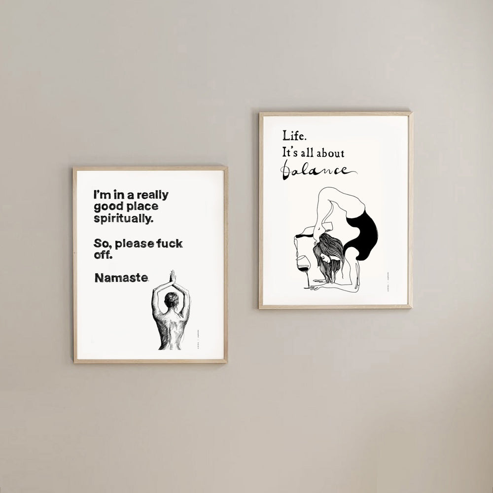 
                      
                        I'm In a Good Place, Please Fuck Off, Meditation Wall Art: Framed Yoga Art Print
                      
                    