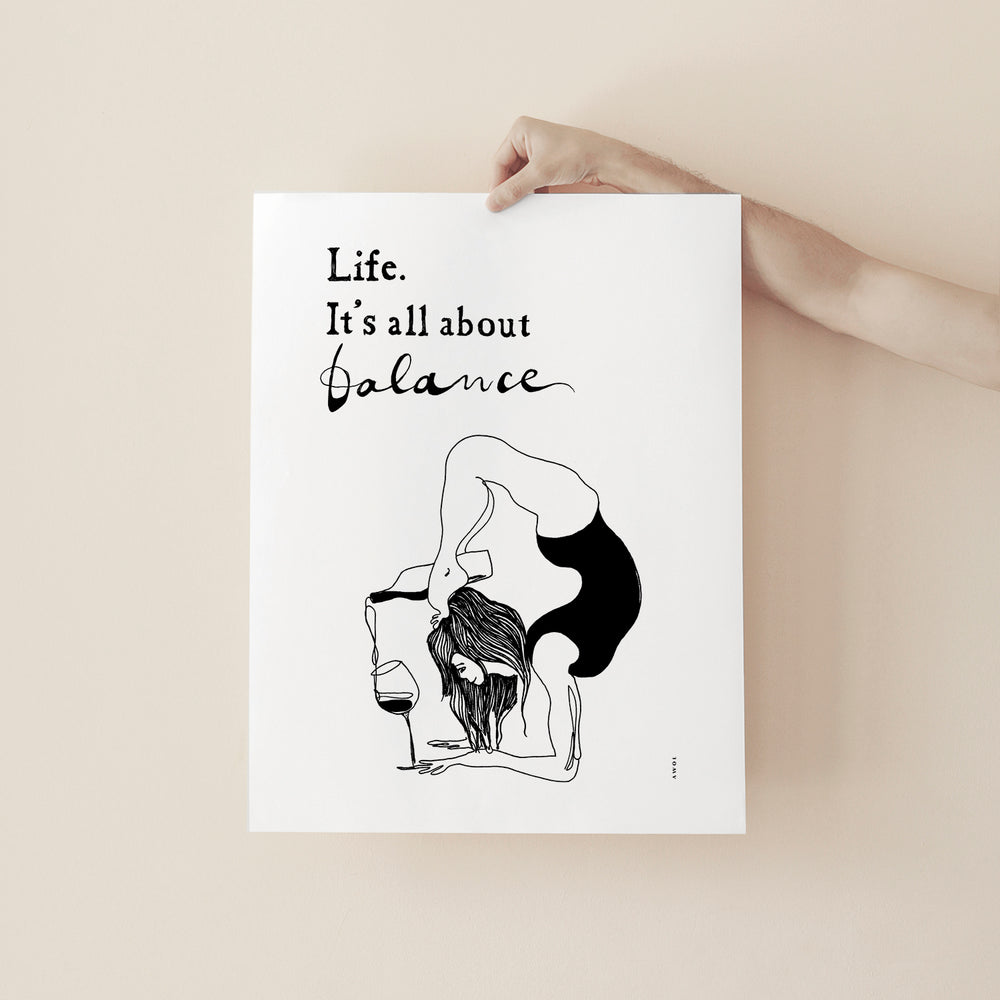 Funny Life Quote and Modern Spirituality Art Print: Yoga Poster Print