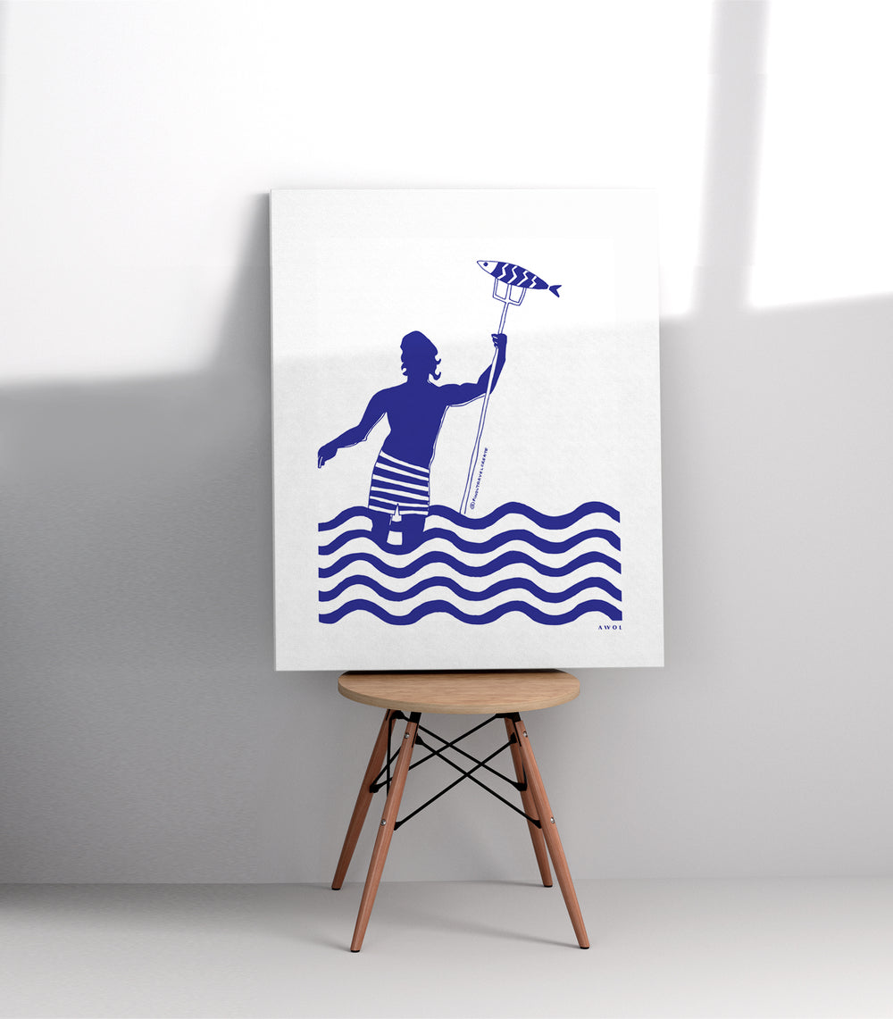 Gone Fishing Art Print, Beach Vacation Artwork: Print On Canvas