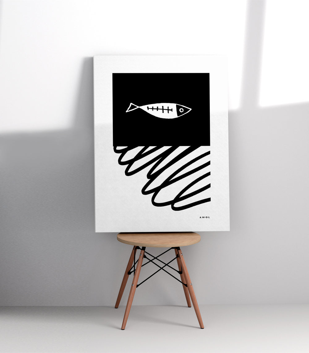 Minimalist Fish In Nordic Waters: Scandi Love Canvas Art Print