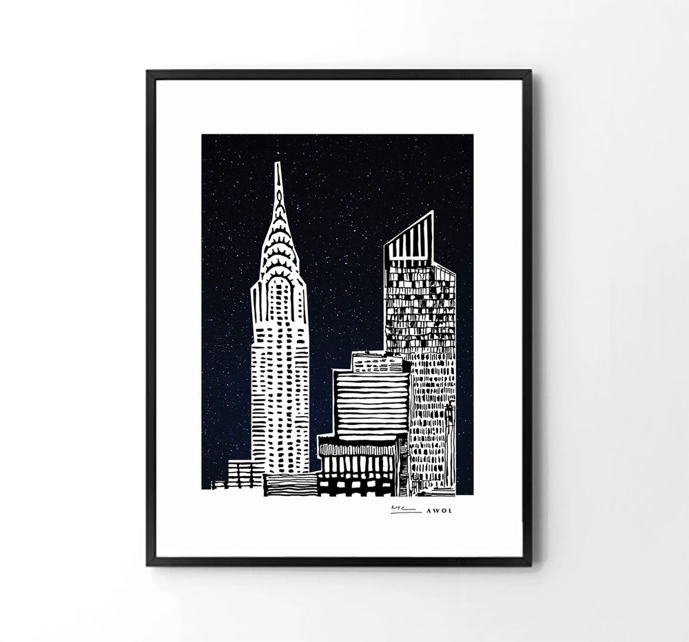 New York City At Night, Manhattan Abstraction: Framed Art Print