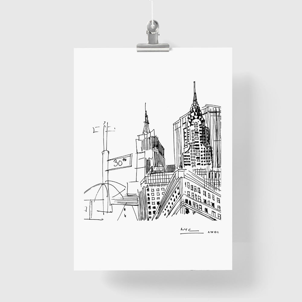 New York City Skyline Art, Iconic Skyscrapers: Poster Print