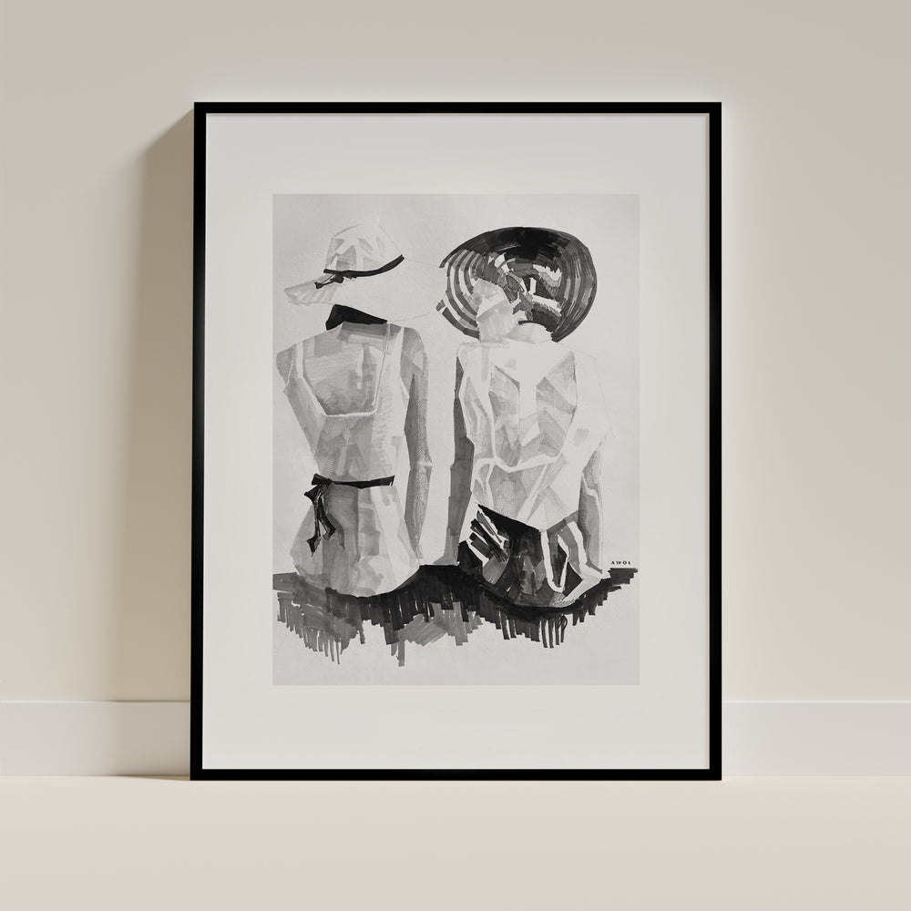 
                      
                        Women Sitting By The Sea: Black and White Large Canvas Art Print
                      
                    